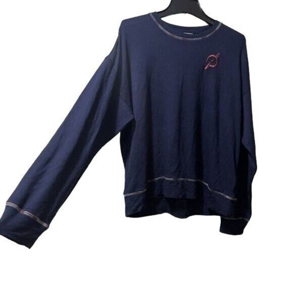 PELOTON Navy Blue Long Sleeved Stretch Pullover  Sweatshirt Crew Neck Very XL - Picture 2 of 11